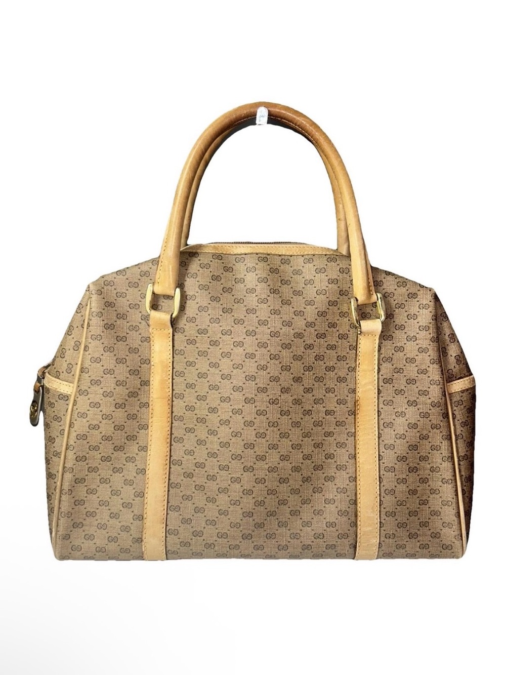 Vintage Gucci Micro GG Tan Coated Canvas Satchel Handbag